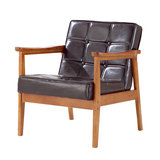 新品北欧宜家实木沙发咖啡单人椅小户型客厅办公室单双人做旧沙发
