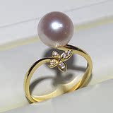 18K金AKOYA 阿古屋 MIKIMOTO同款日本海水珍珠正圆天然珍珠戒指