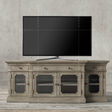 法式复古四门电视柜定制 美式新古典实木电视柜整装 上海宁波直销