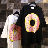 2016夏装新品韩版女装卡通甜甜圈后背英文字母印花短袖T恤女