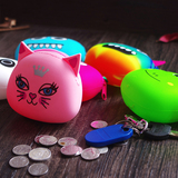 超萌の日式硅胶硬币包 动物零钱包女 耳机线数据线猫咪杂物收纳包