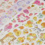 创意韩国花朵猫咪金箔手账装饰贴纸 日记diy相册手工贴画 封口贴