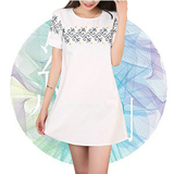 2016女衫外穿夏季学生闺蜜韩版中长款短袖t恤桖体白色女装连衣裙