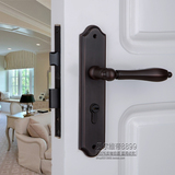 房门美式黑色门锁实心全铜简约室内卧室简欧静音实木门纯铜门把手