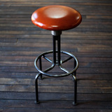 美式乡村工业复古铁艺真皮吧椅旋转可升降吧凳酒吧咖啡馆休闲椅