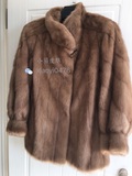 售出欣赏二手进口正品EMBA认证金棕色横排袖整貂皮水貂毛皮草大衣