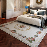 欧式地毯客厅茶几垫 现代田园花朵地毯 卧室床边地垫 吸尘防滑