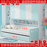 儿童房带衣柜床两层多功能组合床抽屉床小孩1.2公主床宝童床1.5米