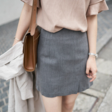 花栗鼠小姐 2016夏季新品 简洁设计感 雾灰色西装面料半身短裙