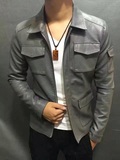 RTtibe正品夹克衫2016秋季款韩版个性潮男时尚翻领PU皮外套8276