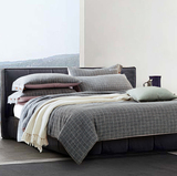 宜家欧式简约棉麻床品纯色四件套被套床单1.8m床笠全棉床上用品
