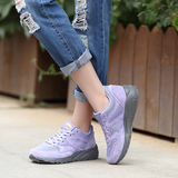 夏季韩版真皮紫色运动鞋跑步鞋女鞋休闲鞋厚底松糕鞋透气学生单鞋