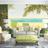 3d立体客厅卧室欧式墙纸 电视背景墙壁纸 无纺布海景油画大型壁画