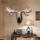 大型仿真麋鹿头标本创意欧式家庭软装饰品玄关背景墙动物壁挂墙饰