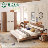林氏木业简约现代板式床1.5米双人床高箱储物床1.8米榻榻米CP4A-A
