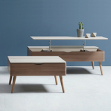 北欧多功能折叠升降茶几伸缩实木茶桌创意简约边几小户型客厅家具