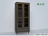 实木酒柜纯实木两门书柜进口白橡木实木书架书橱展示柜日式家具