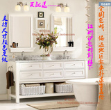 美式浴室柜橡木柜0.8-1.8米卫浴柜田园大理石洗手盆欧式落地双盆