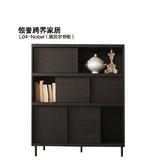 书柜书柜 简约现代原木带推拉门实木款储物收纳柜置物架北京家具
