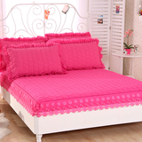 蕾丝加厚夹棉床罩床笠单件席梦思床垫防滑保护套1.8m1.5米纯色