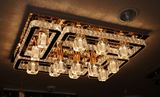 简欧现代玫瑰金色双色LED长方形水晶吸顶灯客厅灯950*700MM