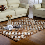 奢华黄牛皮拼接地毯拼块美式欧式个性高档地毯沙发垫定制厂家直销