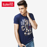 Baleno/班尼路 纯棉圆领创意印花T恤 修身薄款短袖上衣男88602202