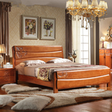 实木床1.5m 橡木床1.8米高箱储物床双人婚床现代中式木质床原木床