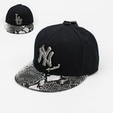 MLB棒球帽正品专柜代购蛇皮纹水钻嘻哈帽ny情侣平沿帽26100 26000