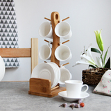 欧式陶瓷杯咖啡杯套装 高档白瓷创意6件套 骨瓷咖啡杯碟勺带架子