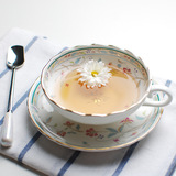 骨瓷大口拉花咖啡杯 英式下午茶茶具花茶杯 高档欧式田园红茶杯