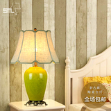 景德镇新中式黄色高档装饰陶瓷台灯温馨纯铜客厅卧室床头陶瓷台灯