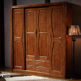 实木橡木推拉门衣柜 两门移门趟门木质柜 中式实木衣橱对开门特价