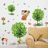 小清新绿树林墙贴客厅电视墙纸贴画房间装饰品壁画贴纸风景tiezhi