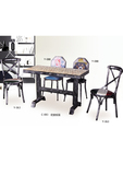 彩色实木面个性金属餐桌可定制尺寸颜色复古主题餐桌椅C083