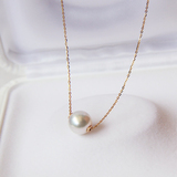 J直送。日本Akoya海珠。18k黄金 项链。极细简约欧美。珍珠。礼物