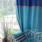 高档定制麂皮绒遮光客厅卧室加厚隔音遮阳地中海蓝色布艺窗帘成品