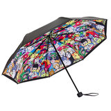 防晒防紫外线个性涂鸦创意女折叠太阳伞遮阳伞超轻晴雨两用小黑伞