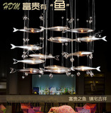 客厅灯 餐厅灯LED飞鱼吊灯 酒店吧台水晶楼梯吊灯工程灯具  鱼群