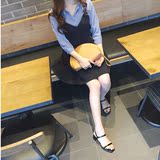 【Mon】韩国2016秋季新品女装 甜美可爱无袖吊带连衣裙短裙小黑裙