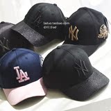 专柜代购韩国MLB正品LA字母NY闪亮粉色帽棒球帽男女情侣帽KMZ1260