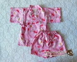 外贸日式夏女童婴儿衣服甚平和服浴衣套装套装 家居服睡衣粉金鱼