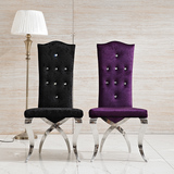 不锈钢餐椅欧式现代酒店咖啡厅家用时尚休闲金属洽谈绒布餐桌椅子