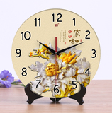 特价12寸陶瓷挂钟表创意时钟座钟客厅中式静音仿木雕石英钟表正品