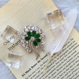 绿色花束胸针 韩版新款现货 钻石绿色水晶宝石花束造型胸针胸花