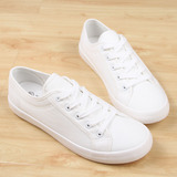 远步男士帆布鞋夏季韩版低帮系带纯色小白色平底学生休闲鞋板鞋单