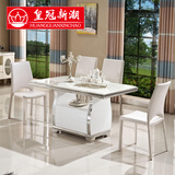 简约餐厅成套家具不锈钢餐桌椅组合大理石桌面带储物柜子饭桌餐台