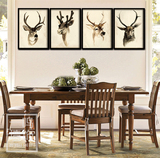 美式麋鹿装饰画北欧田园风格挂画卧室餐厅客厅玄关有框画墙画