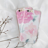 复古苹果5s iphone6 plus 手机壳硅胶超薄粉色花朵保护套原创意