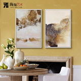 临摹赵无极抽象画客厅装饰画沙发背景墙壁画三联画组合纯手绘油画